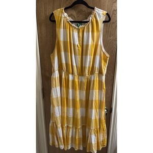 Dip Womens Gingham Dress Yellow Plaid Ruffle Keyhole Neck Sleeveless Midi 3X